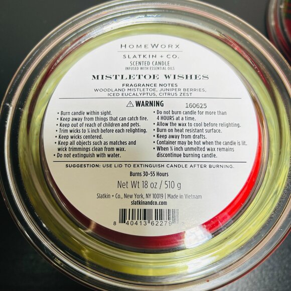 HomeWorx by Slatkin Mistletoe Wishes 4-Wick 18oz Candle NEW - Picture 4 of 4